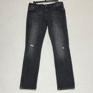 Cabi Womens Size 8 Slim Boyfriend Jeans Washed Black Distressed